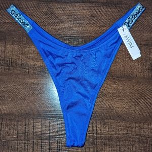 Victoria's Secret swim shine strap bikini thong bottom. Color Blue Oar Size XL